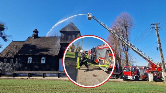 Akcja strażaków w zabytkowym kościele! Sprawdzali, czy budynek jest bezpieczny. ZDJĘCIA