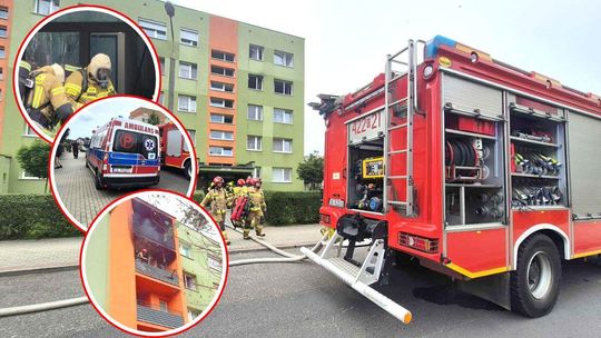 Bardzo groźny pożar w bloku przy ul. Stolarskiej w Koźlu. 19-latka poszkodowana. ZDJĘCIA