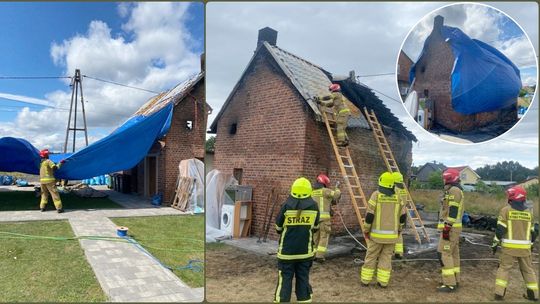 Blacha zerwana z dachu, urwany kabel telefoniczny, uszkodzony konar. To była wietrzna niedziela