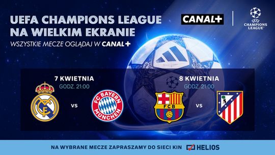 Ćwierćfinały Ligi Mistrzów UEFA na dużym ekranie w Heliosie