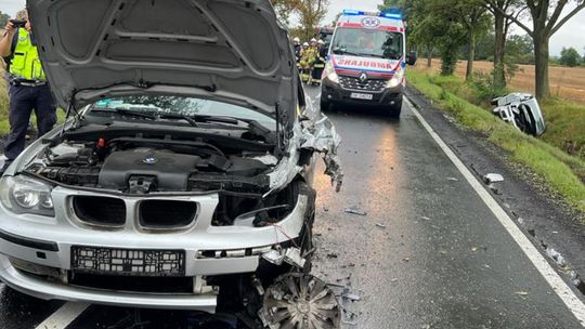 Groźnie wyglądający wypadek na drodze krajowej nr 38