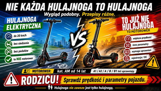 Groźny upadek nastolatka jadącego hulajnogą elektryczną oraz nietrzeźwy kierowca
