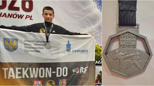 Kamil Gromotka z ZSP w Pawłowiczkach wywalczył srebrny medal w taekwondo. ZDJĘCIA