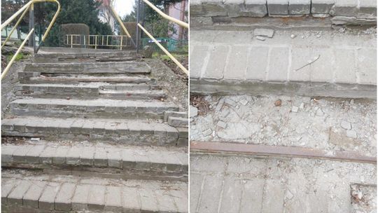 Koszmarne schody w Polskiej Cerekwi. Można się potłuc