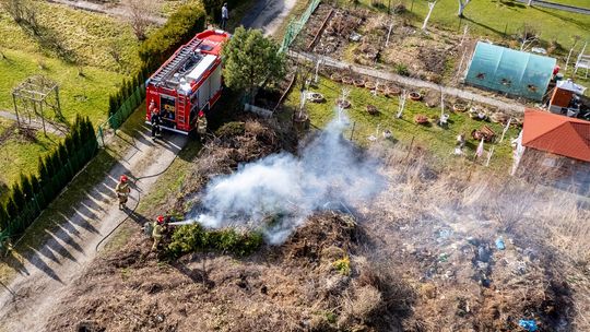 Ktoś podpalił stertę pozostałości roślinnej na ogródkach działkowych