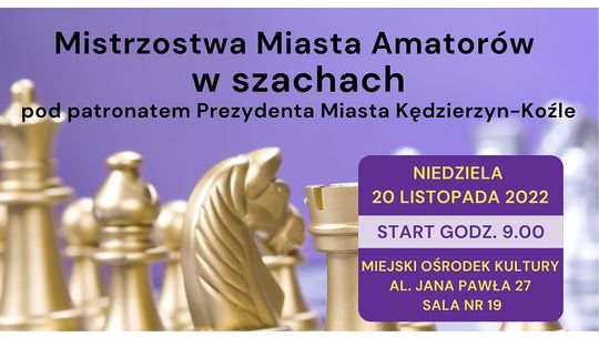 MOSiR zaprasza na mistrzostwa miasta amatorów w szachach