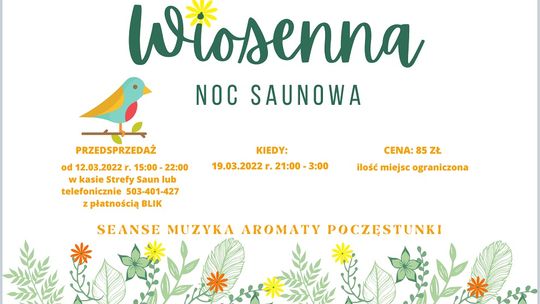 MOSiR zaprasza na wiosenną noc saunową w Wodnym oKKu