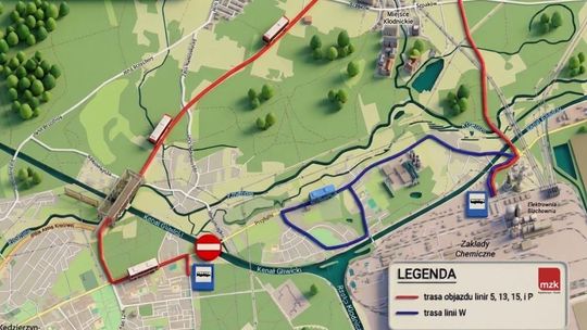 Most na Kanale Gliwickim zostanie zamknięty. Duże zmiany w kursowaniu autobusów MZK