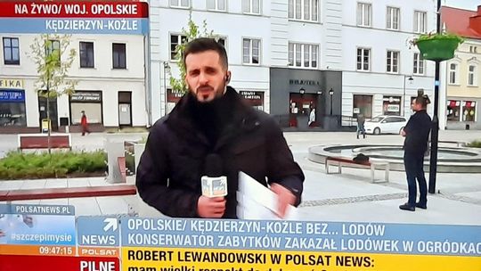 O kozielskim rynku na żywo w Polsat News. Poruszono problem zakazu stawiania budek na lody i napoje