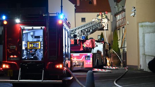 Pożar balkonu w jednej z kozielskich kamienic przy ulicy Targowej