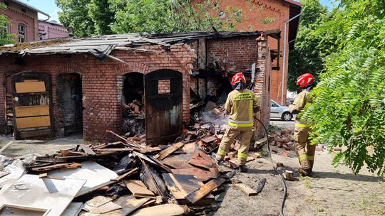 Pożar budynku gospodarczego w centrum Kędzierzyna-Koźla