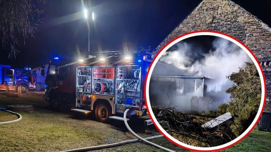 Pożar garażu w Dziergowicach. Interweniowało pięć zastępów straży pożarnej Pożar garażu w Dziergowicach. Interweniowało pięć zastępów straży pożarnej