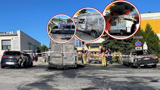 Pożar samochodów na pl. Jana Surzyckiego w Kędzierzynie-Koźlu. ZDJĘCIA