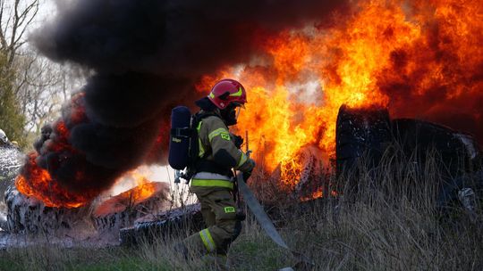 Pożar składowiska opon w Bierawie