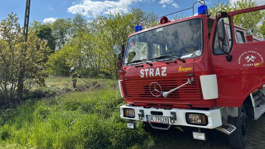 Ochotnicy ugasili płonącą trawę w Zakrzowie