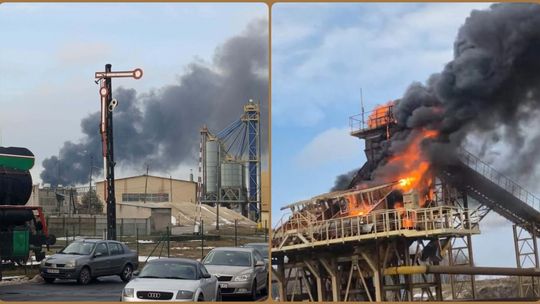 Pożar maszyny do przesiewu kruszywa w Kotlarni. Na miejscu działało siedem zastępów straży pożarnej