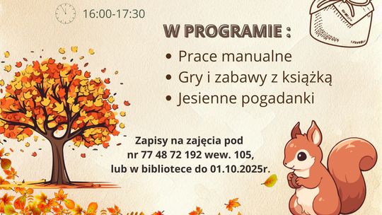 „Sekrety Jesiennej Biblioteki”. Twórczość, zabawa i jesienne inspiracje w bibliotece w Bierawie
