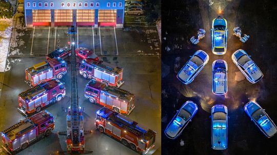 Świąteczne choinki z wozów strażackich i policyjnych radiowozów