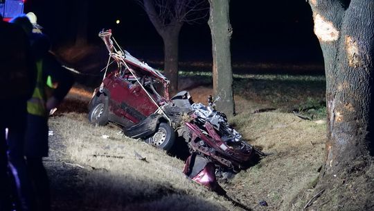 Tragiczny wypadek na DK 38. Samochód wbił się w drzewo. Nie żyje kierowca