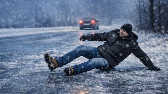 Uwaga, może być bardzo ślisko na drogach i chodnikach!