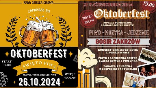 W sobotę dwa Oktoberfesty. Jeden w Zakrzowie, drugi w Cisowej