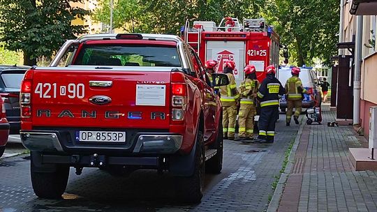 Zadymienie i zapach spalenizny na klatce. Zaniepokojeni sąsiedzi wezwali strażaków. ZDJĘCIA