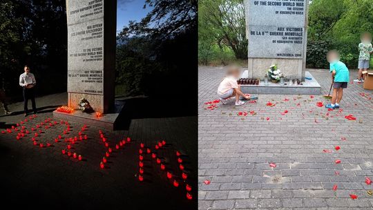 Zniszczono znicze pod Pomnikiem Pojednania w Kędzierzynie-Koźlu