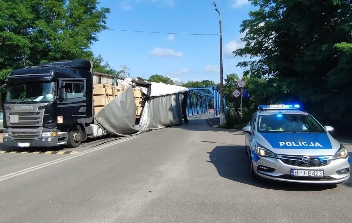 Niebezpieczne zdarzenie na ul. Szkolnej. Ciężarówka uszkodziła most