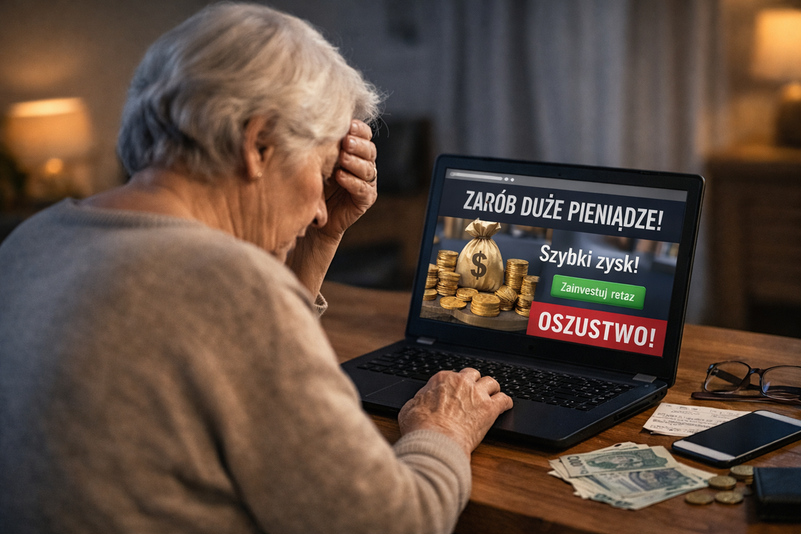 74-letnia kobieta uwierzyła w szybki zysk i przelała pieniądze oszustom 74-letnia kobieta uwierzyła w szybki zysk i przelała pieniądze oszustom