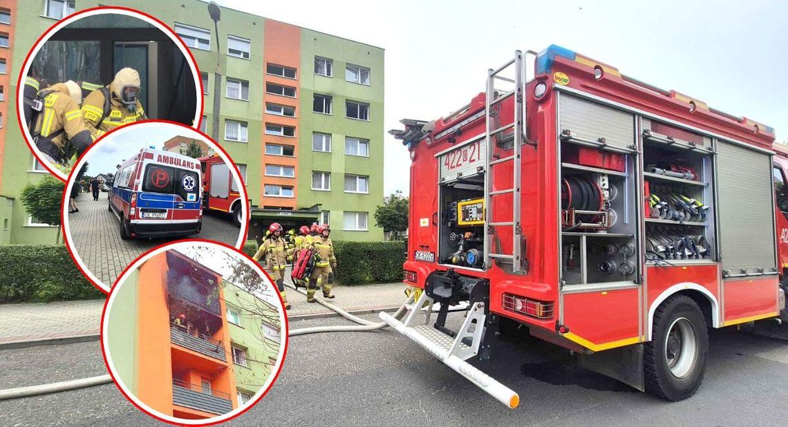 Bardzo groźny pożar w bloku przy ul. Stolarskiej w Koźlu. 19-latka poszkodowana. ZDJĘCIA