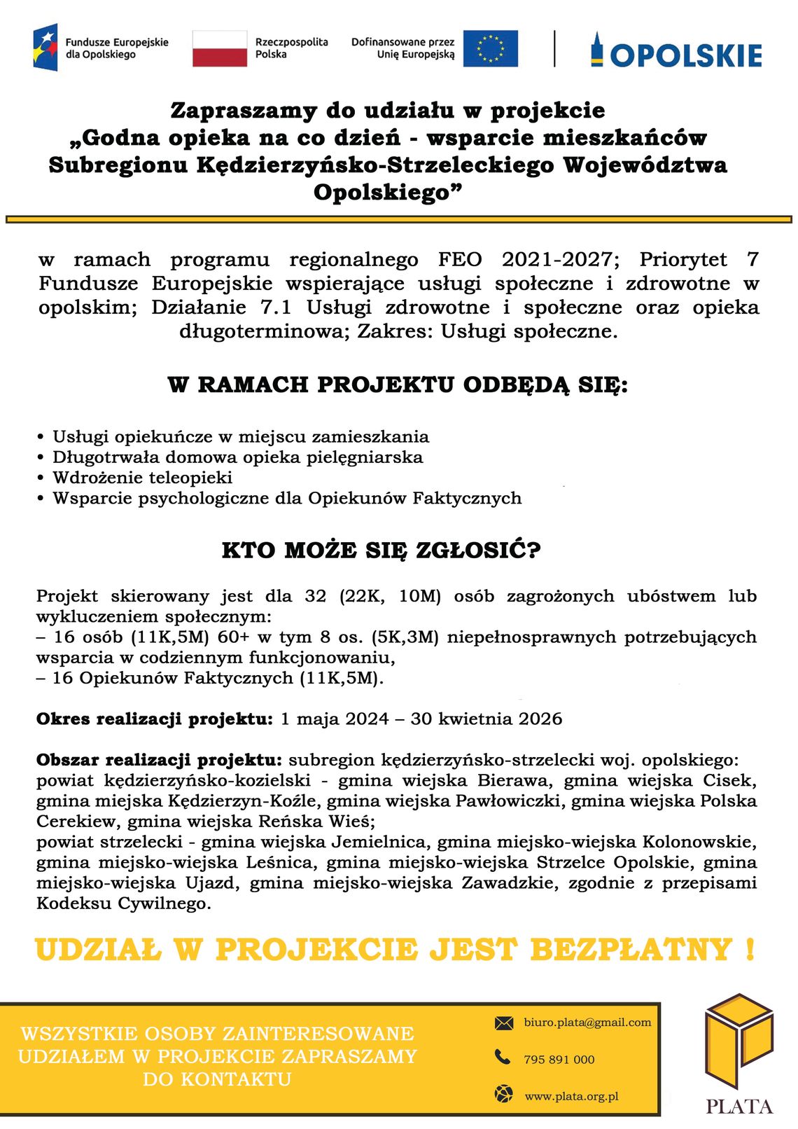 Bezpłatna opieka dla seniorów i opiekunów. Rusza projekt w subregionie kędzierzyńsko-strzeleckim
