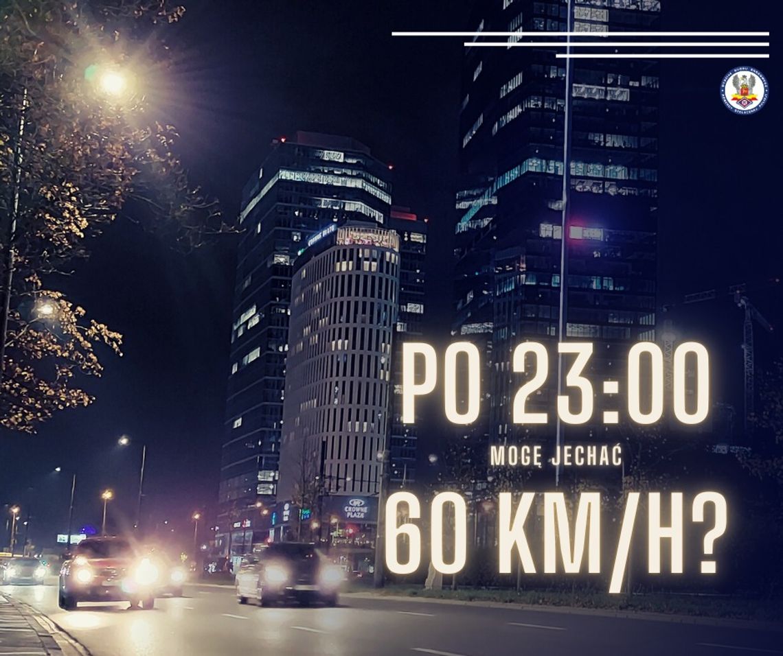 Czy po godzinie 23.00 w obszarze zabudowanym można jechać 60 km/h?