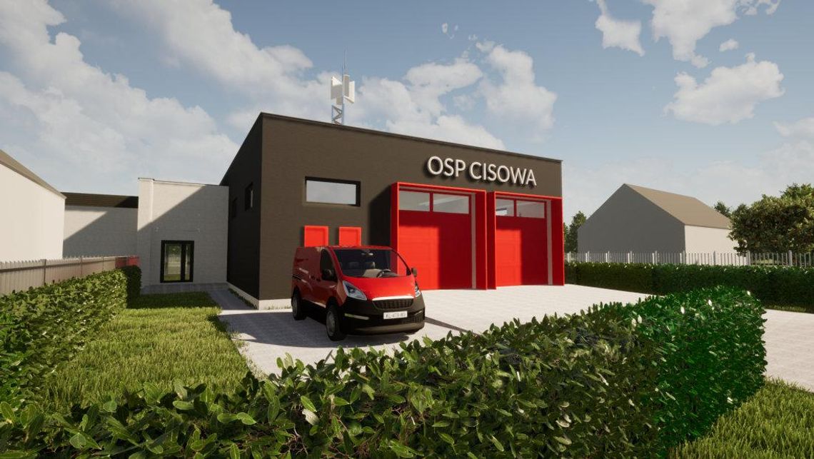 Dodatkowa sala szkoleń i większy garaż dla samochodów. Jest koncepcja rozbudowy budynku OSP Cisowa. ZDJĘCIA