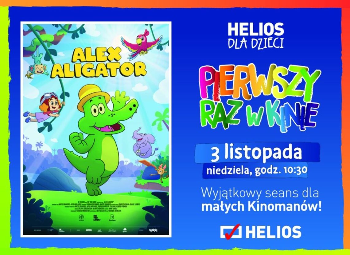 Filmowy poranek w kinie Heliosie. Seans bajki "Alex Aligator"