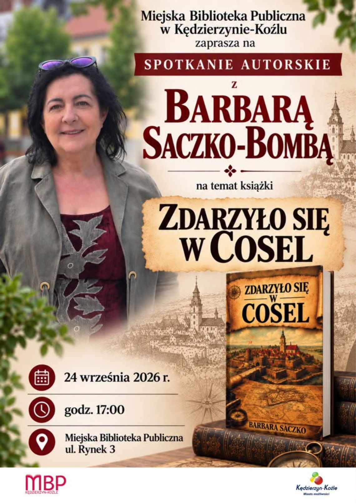 Historia Koźla, miłość i wojna. Spotkanie z Barbarą Saczko-Bombą w miejskiej bibliotece Historia Koźla, miłość i wojna. Spotkanie z Barbarą Saczko-Bombą w miejskiej bibliotece