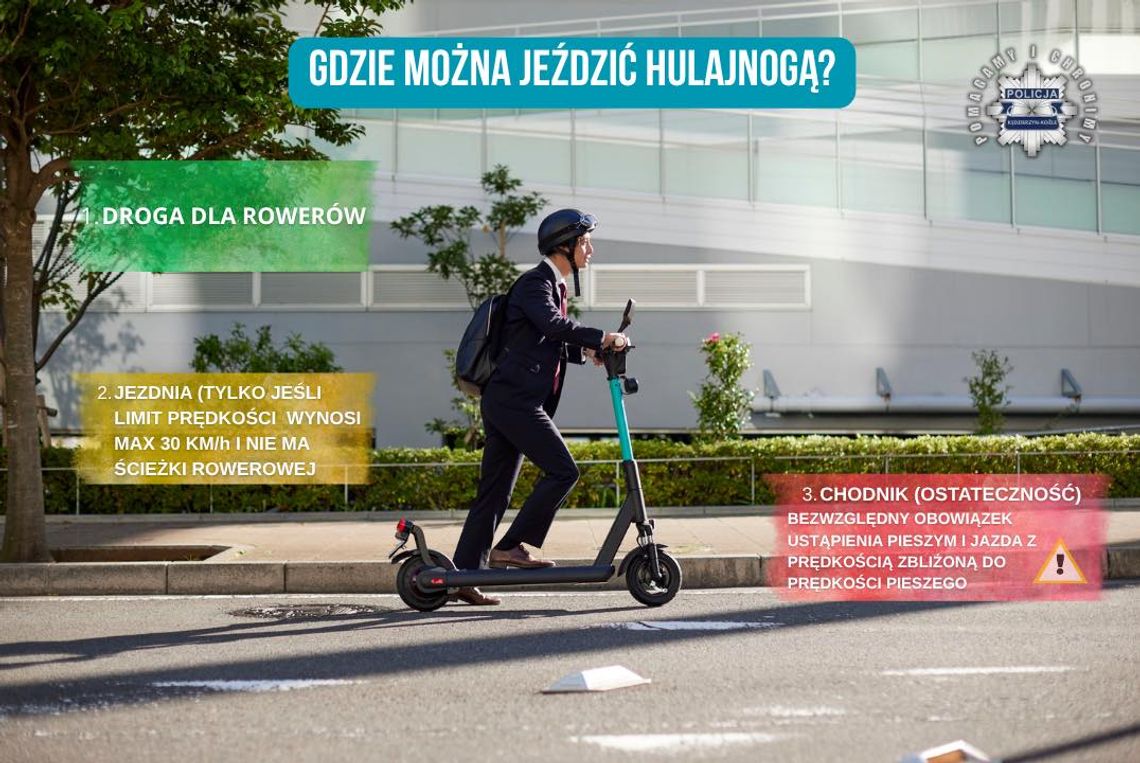 Hulajnoga elektryczna to nie zabawka. Przypominamy o zasadach bezpieczeństwa