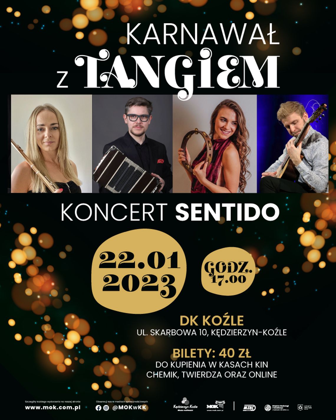 Karnawał z tangiem. Koncert zespołu Sentido w Koźlu