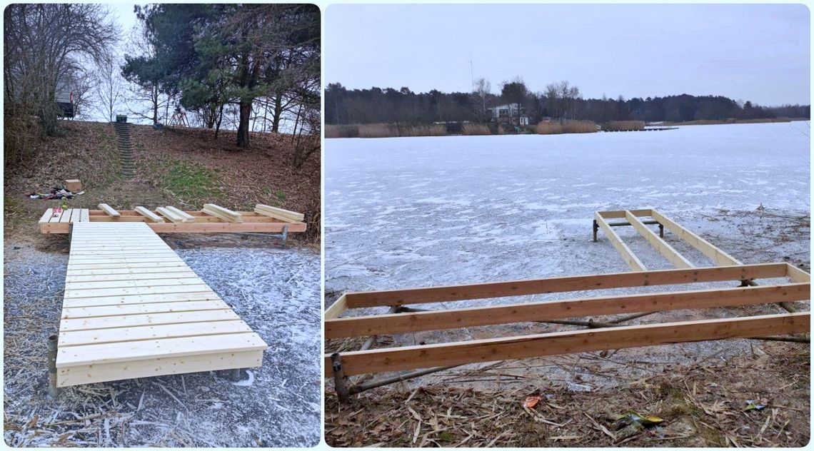 Konsekwentnie modernizują teren wokół zbiornika w Dębowej – postawili kolejny pomost Konsekwentnie modernizują teren wokół zbiornika w Dębowej – postawili kolejny pomost