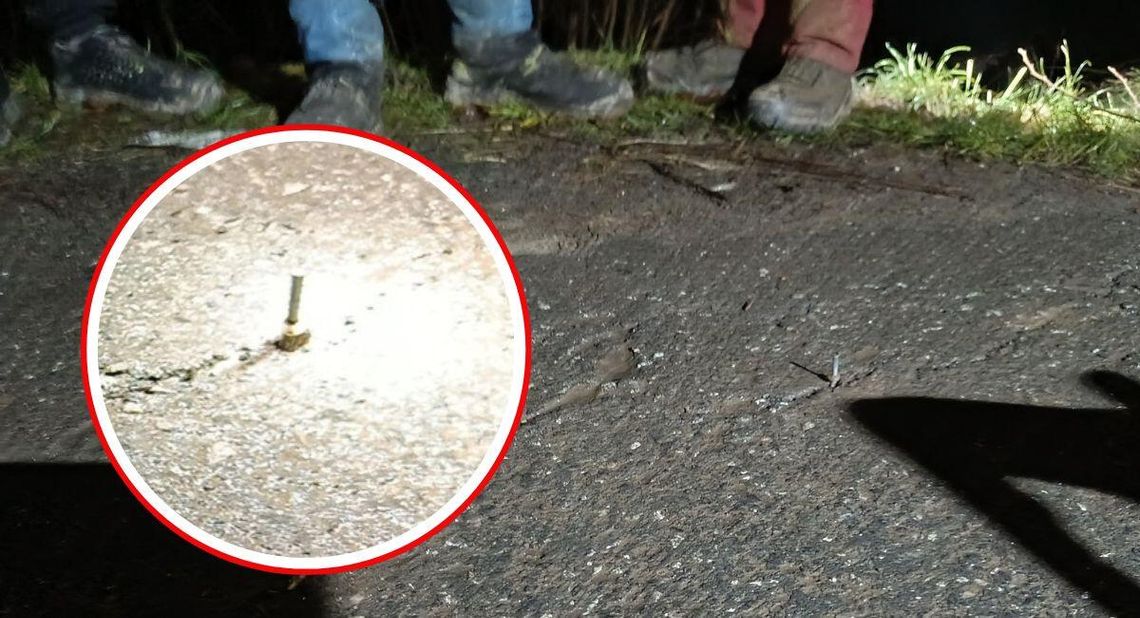 Ktoś celowo powbijał gwoździe w drogę! Kierowcy poprzebijali opony