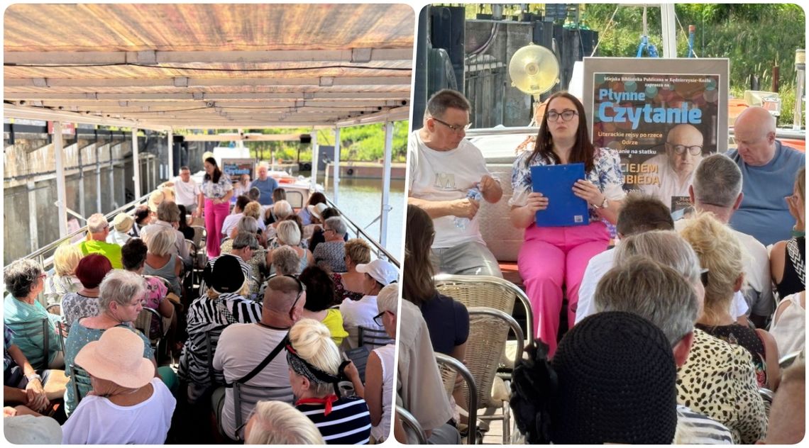 Maciej Siembieda na mostku kapitańskim „Płynnego Czytania”. ZDJĘCIA