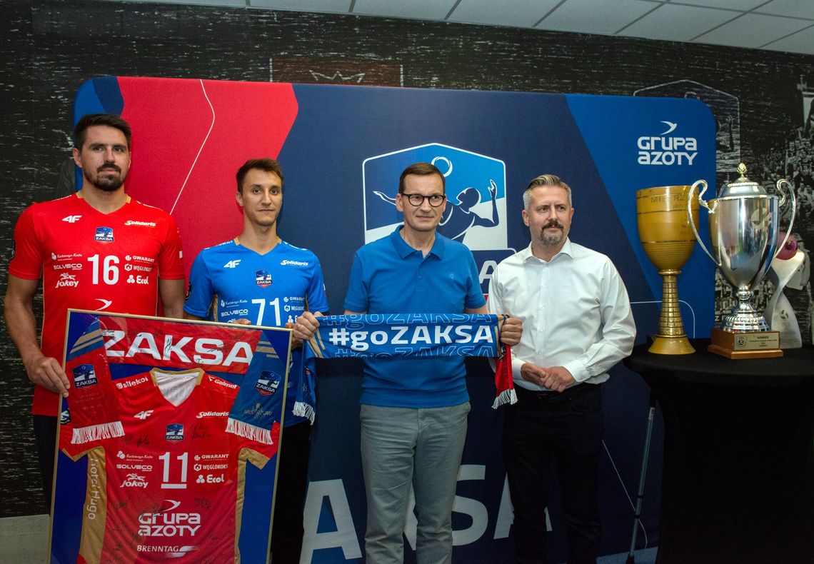 Mateusz Morawiecki podziwiał potrójną koronę Grupy Azoty ZAKSA