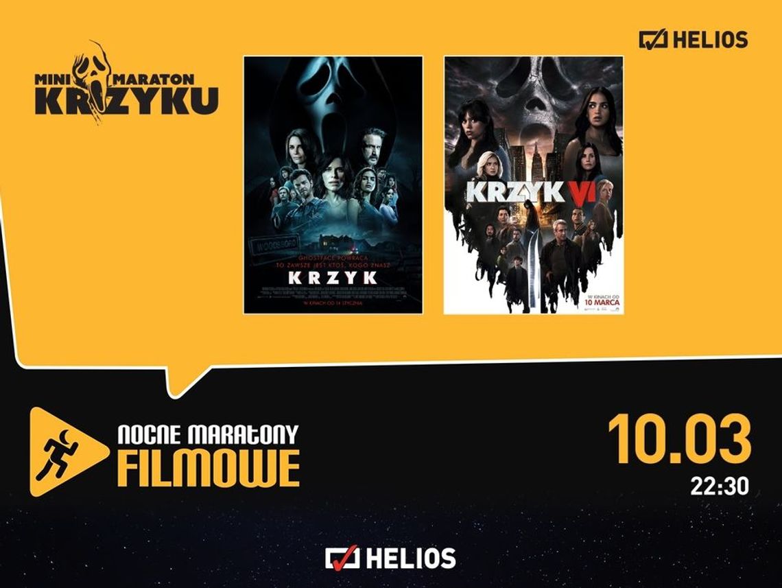 Minimaraton filmowy z horrorami "Krzyk" w kinie Helios