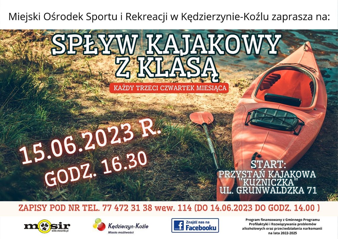 MOSiR organizuje spływy kajakowe dla dzieci i młodzieży MOSiR organizuje spływy kajakowe dla dzieci i młodzieży