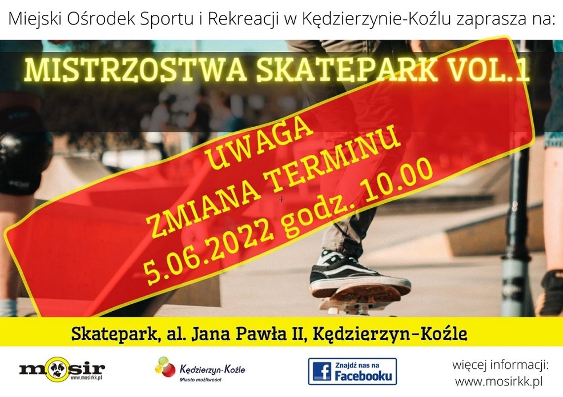 MOSiR zaprasza na zawody "Mistrzostwa skateparku vol. 1"