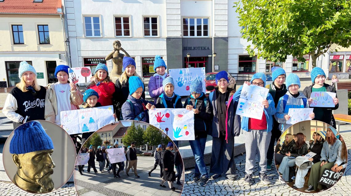 Niebieskie czapki na ulicach Koźla: młodzież mówi NIE przemocy i nienawiści. ZDJĘCIA