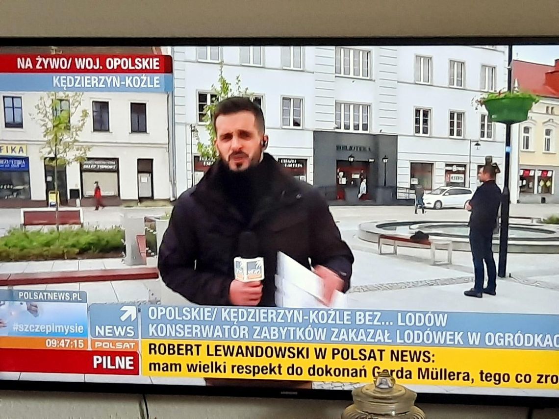 O kozielskim rynku na żywo w Polsat News. Poruszono problem zakazu stawiania budek na lody i napoje