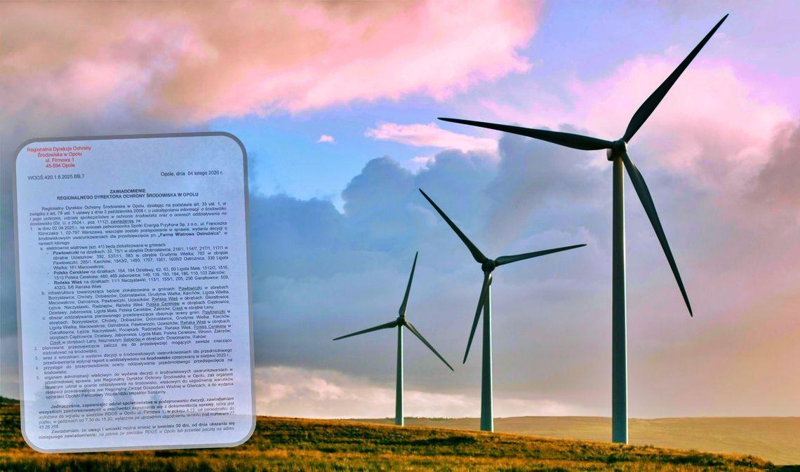 Obszar oddziaływania Farmy Wiatrowej „Ostrożnica” obejmuje też fragment gminy Cisek