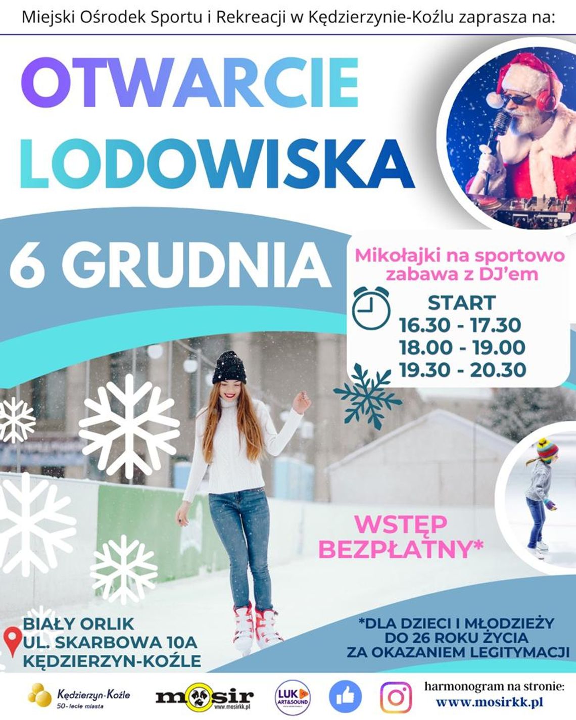 Otwarcie Białego Orlika w Koźlu i zabawa mikołajkowa na lodzie