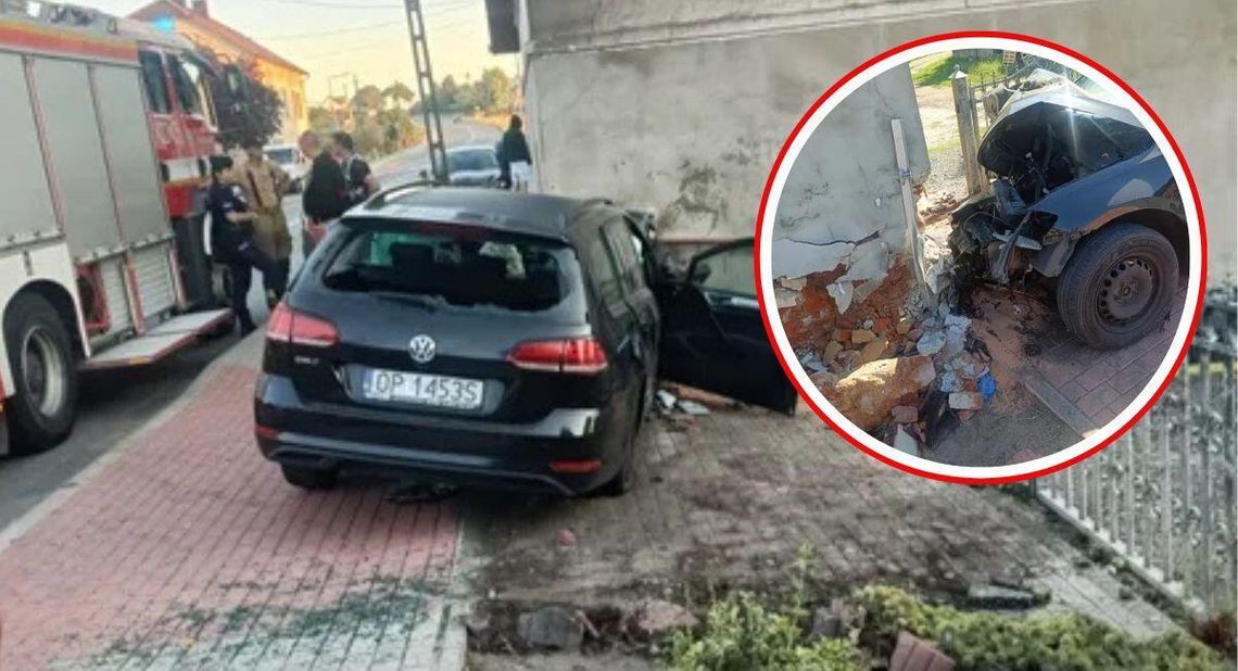 Pijany 20-latek wjechał osobowym volkswagenem w dom w Długomiłowicach. ZDJĘCIA Pijany 20-latek wjechał osobowym volkswagenem w dom w Długomiłowicach. ZDJĘCIA