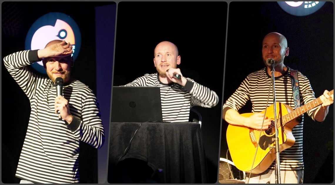 "Polska komentująca" - Damian Skóra na scenie w Klubie Kameleon. ZDJĘCIA